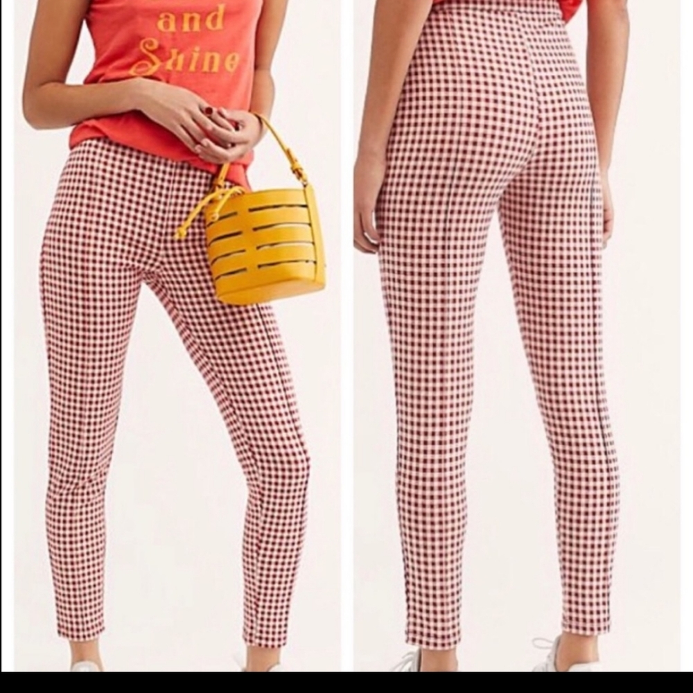Free people carnaby checkered skinny vintage pants